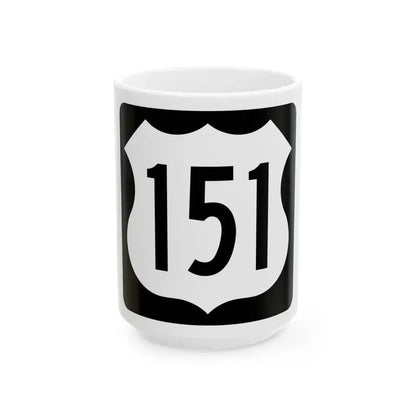 US 151 IA (Iowa) (Road Sign) White Coffee Mug 15oz - Go Mug Yourself