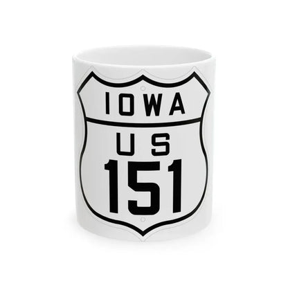 US 151 Iowa 1926 (Iowa) (Road Sign) White Coffee Mug 11oz - Go Mug Yourself