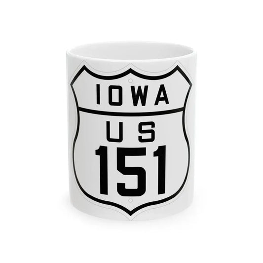 US 151 Iowa 1926 (Iowa) (Road Sign) White Coffee Mug 11oz - Go Mug Yourself