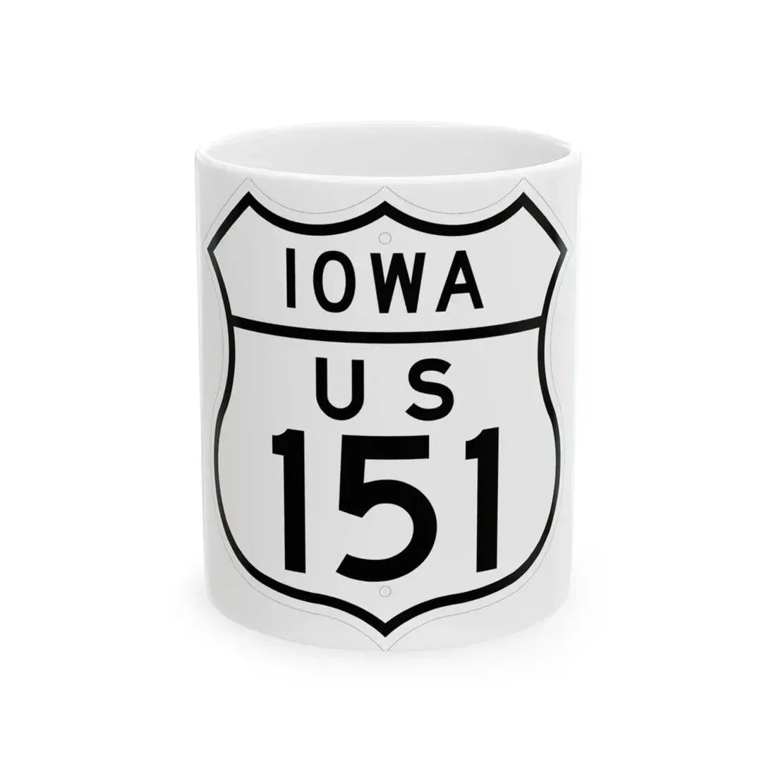 US 151 Iowa 1948 (Iowa) (Road Sign) White Coffee Mug 11oz - Go Mug Yourself