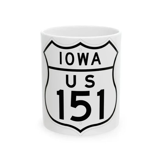 US 151 Iowa 1948 (Iowa) (Road Sign) White Coffee Mug 11oz - Go Mug Yourself