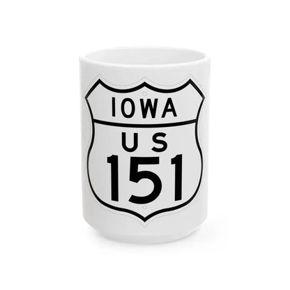 US 151 Iowa 1948 (Iowa) (Road Sign) White Coffee Mug 15oz - Go Mug Yourself