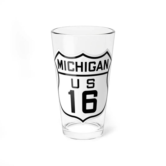 US 16 Michigan 1926 (Michigan) (Road Sign) Pint Glass 16oz 16oz - Go Mug Yourself