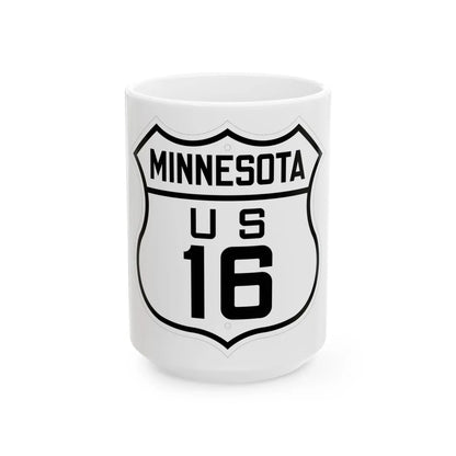 US 16 Minnesota 1926 (Minnesota) (Road Sign) White Coffee Mug 15oz - Go Mug Yourself