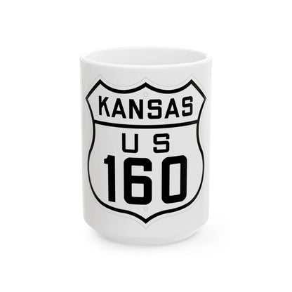 US 160 Kansas 1926 (Kansas) (Road Sign) White Coffee Mug 15oz - Go Mug Yourself