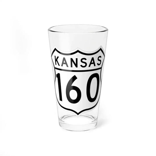 US 160 Kansas 1962 (Kansas) (Road Sign) Pint Glass 16oz 16oz - Go Mug Yourself