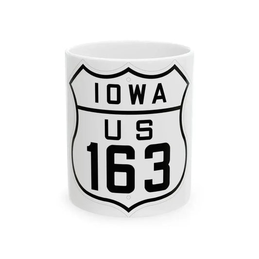 US 163 Iowa 1926 (Iowa) (Road Sign) White Coffee Mug 11oz - Go Mug Yourself