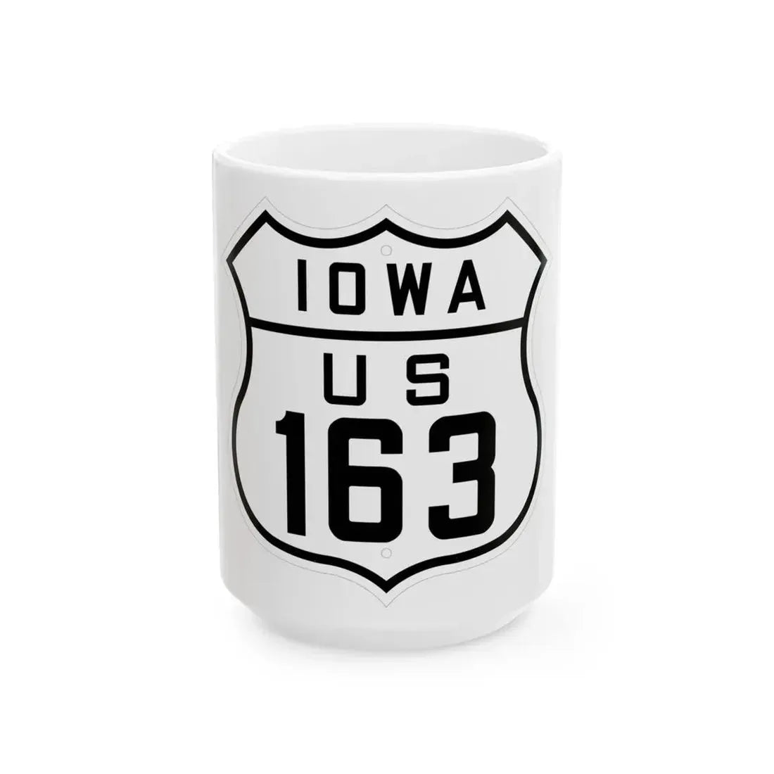 US 163 Iowa 1926 (Iowa) (Road Sign) White Coffee Mug 15oz - Go Mug Yourself