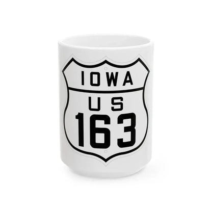 US 163 Iowa 1926 (Iowa) (Road Sign) White Coffee Mug 15oz - Go Mug Yourself