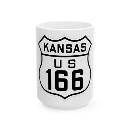 US 166 Kansas 1926 (Kansas) (Road Sign) White Coffee Mug 15oz - Go Mug Yourself