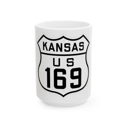 US 169 Kansas 1926 (Kansas) (Road Sign) White Coffee Mug 15oz - Go Mug Yourself