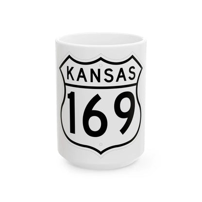 US 169 Kansas 1962 (Kansas) (Road Sign) White Coffee Mug 15oz - Go Mug Yourself