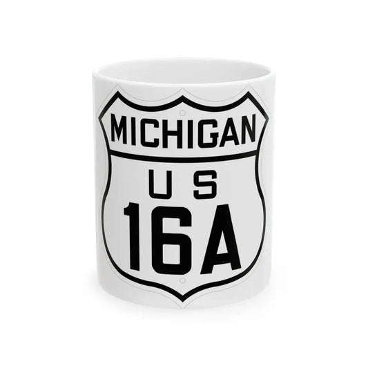 US 16A Michigan 1926 (Michigan) (Road Sign) White Coffee Mug 11oz - Go Mug Yourself