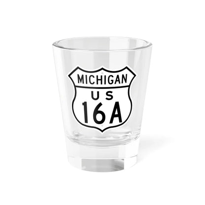 US 16A Michigan 1948 (Michigan) (Road Sign) Shot Glass 1.5oz 1.5oz - Go Mug Yourself
