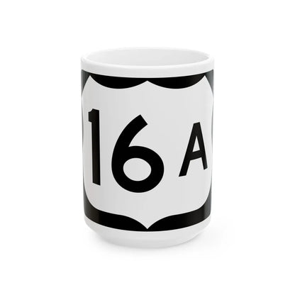 US 16A (South Dakota) (Road Sign) White Coffee Mug 15oz - Go Mug Yourself