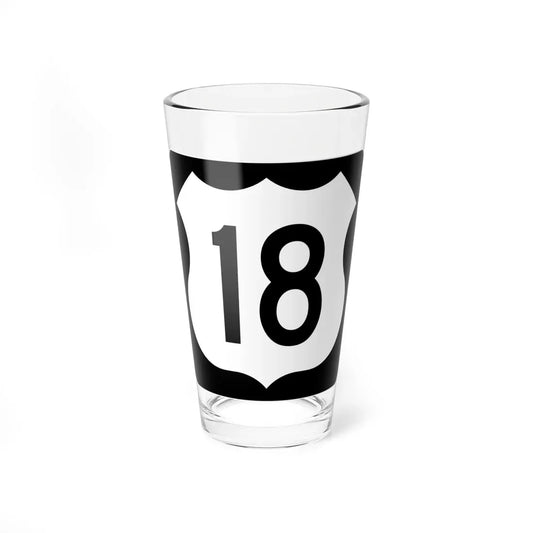 US 18 IA (Iowa) (Road Sign) Pint Glass 16oz 16oz - Go Mug Yourself