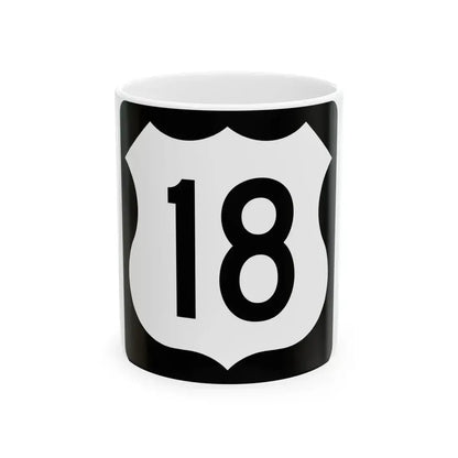 US 18 IA (Iowa) (Road Sign) White Coffee Mug 11oz - Go Mug Yourself