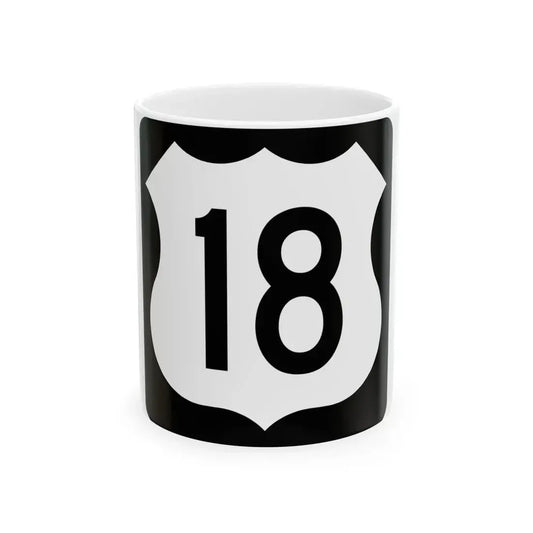 US 18 IA (Iowa) (Road Sign) White Coffee Mug 11oz - Go Mug Yourself