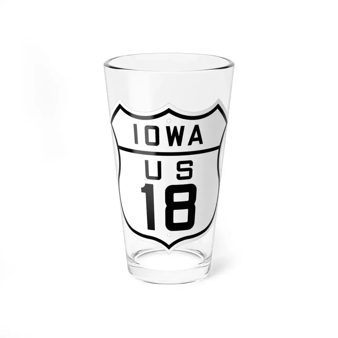 US 18 Iowa 1926 (Iowa) (Road Sign) Pint Glass 16oz 16oz - Go Mug Yourself