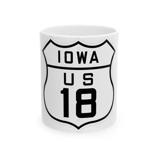 US 18 Iowa 1926 (Iowa) (Road Sign) White Coffee Mug 11oz - Go Mug Yourself