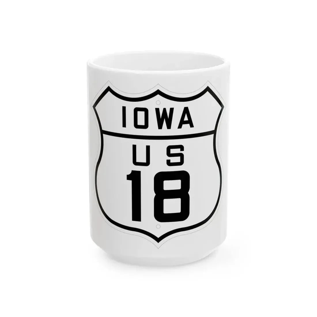 US 18 Iowa 1926 (Iowa) (Road Sign) White Coffee Mug 15oz - Go Mug Yourself