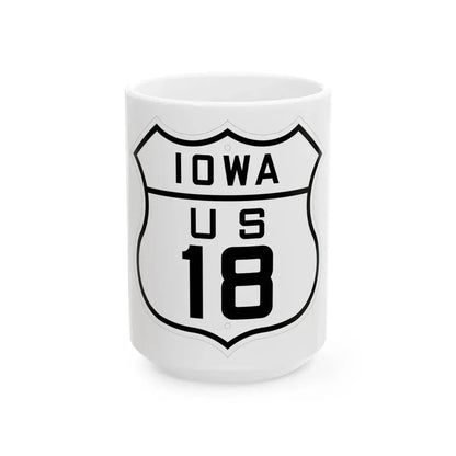 US 18 Iowa 1926 (Iowa) (Road Sign) White Coffee Mug 15oz - Go Mug Yourself