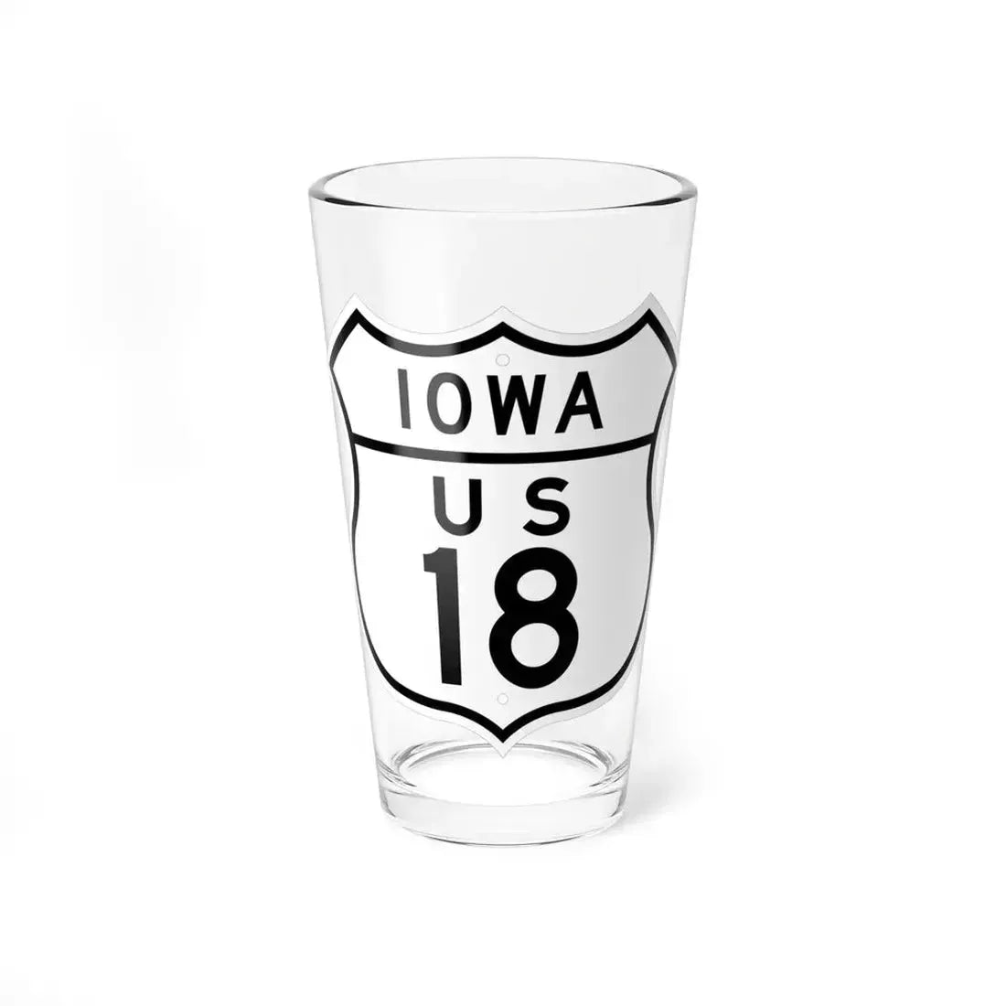 US 18 Iowa 1948 (Iowa) (Road Sign) Pint Glass 16oz 16oz - Go Mug Yourself