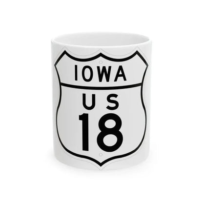 US 18 Iowa 1948 (Iowa) (Road Sign) White Coffee Mug 11oz - Go Mug Yourself