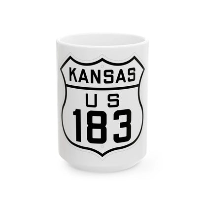 US 183 Kansas 1926 (Kansas) (Road Sign) White Coffee Mug 15oz - Go Mug Yourself