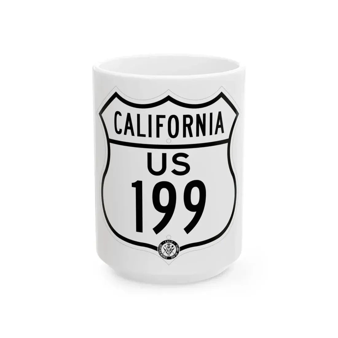 US 199 California 1948 (California) (Road Sign) White Coffee Mug 15oz - Go Mug Yourself