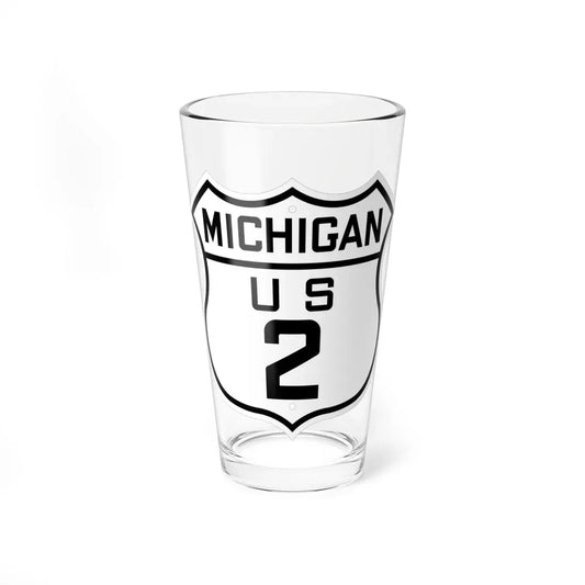 US 2 Michigan 1926 (Michigan) (Road Sign) Pint Glass 16oz 16oz - Go Mug Yourself