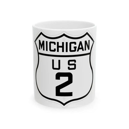 US 2 Michigan 1926 (Michigan) (Road Sign) White Coffee Mug 11oz - Go Mug Yourself