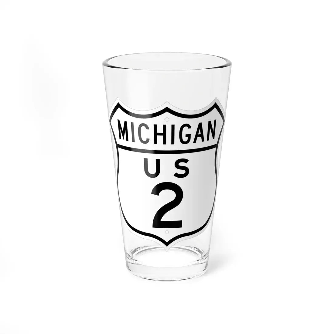 US 2 Michigan 1948 (Michigan) (Road Sign) Pint Glass 16oz 16oz - Go Mug Yourself
