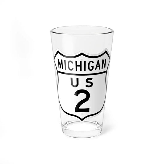 US 2 Michigan 1948 (Michigan) (Road Sign) Pint Glass 16oz 16oz - Go Mug Yourself