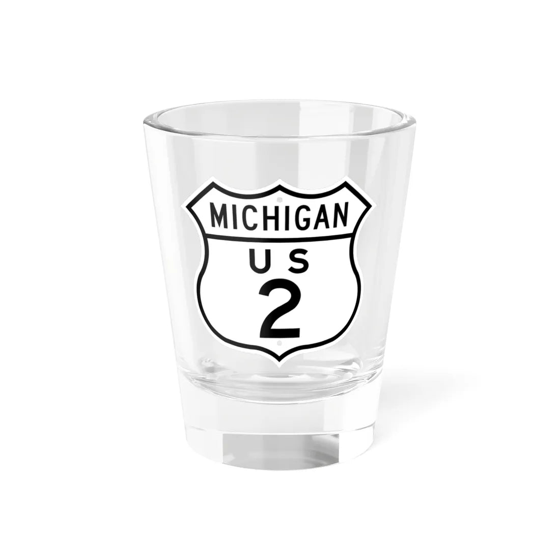 US 2 Michigan 1948 (Michigan) (Road Sign) Shot Glass 1.5oz 1.5oz - Go Mug Yourself