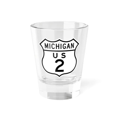 US 2 Michigan 1948 (Michigan) (Road Sign) Shot Glass 1.5oz 1.5oz - Go Mug Yourself