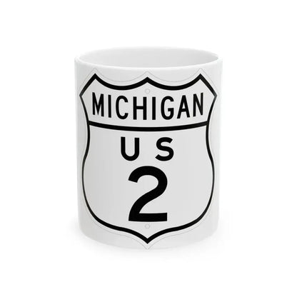 US 2 Michigan 1948 (Michigan) (Road Sign) White Coffee Mug 11oz - Go Mug Yourself