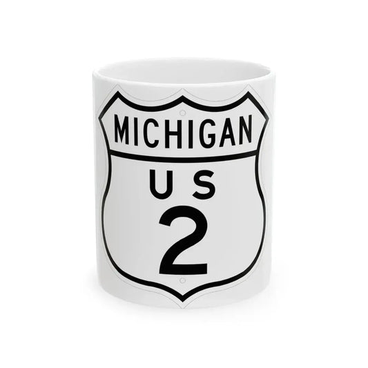 US 2 Michigan 1948 (Michigan) (Road Sign) White Coffee Mug 11oz - Go Mug Yourself