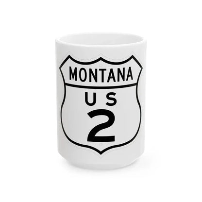 US 2 Montana 1948 (Montana) (Road Sign) White Coffee Mug 15oz - Go Mug Yourself