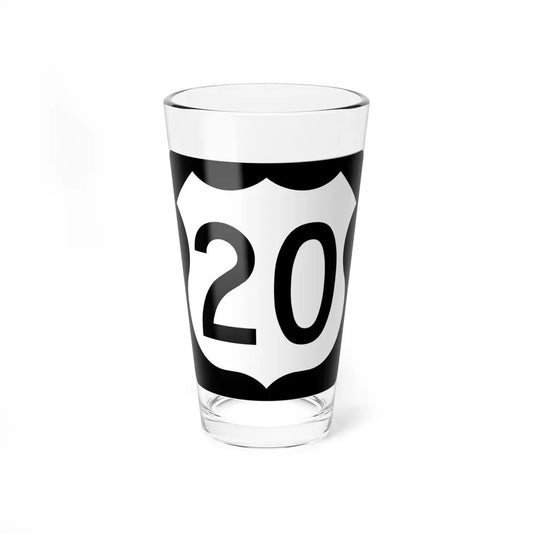 US 20 IA (Iowa) (Road Sign) Pint Glass 16oz 16oz - Go Mug Yourself