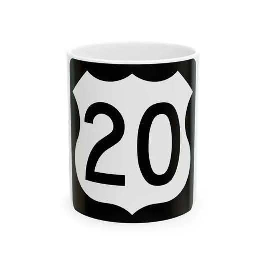 US 20 IA (Iowa) (Road Sign) White Coffee Mug 11oz - Go Mug Yourself