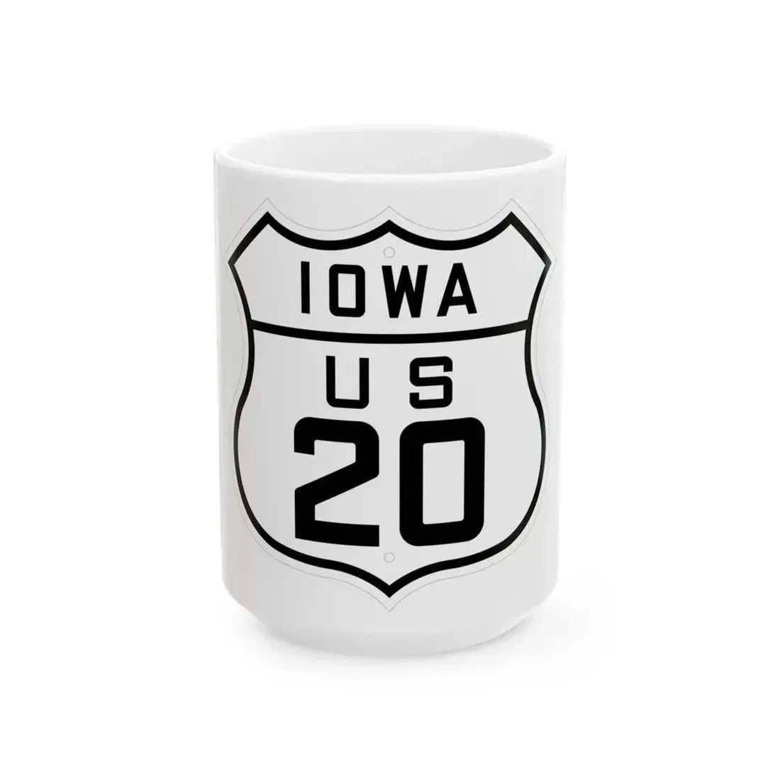 US 20 Iowa 1926 (Iowa) (Road Sign) White Coffee Mug 15oz - Go Mug Yourself