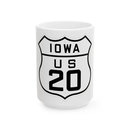 US 20 Iowa 1926 (Iowa) (Road Sign) White Coffee Mug 15oz - Go Mug Yourself