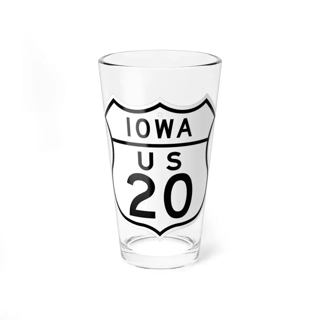 US 20 Iowa 1948 (Iowa) (Road Sign) Pint Glass 16oz 16oz - Go Mug Yourself