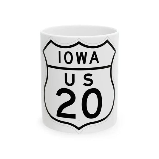 US 20 Iowa 1948 (Iowa) (Road Sign) White Coffee Mug 11oz - Go Mug Yourself