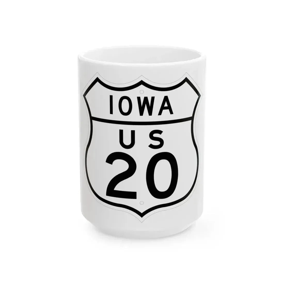 US 20 Iowa 1948 (Iowa) (Road Sign) White Coffee Mug 15oz - Go Mug Yourself