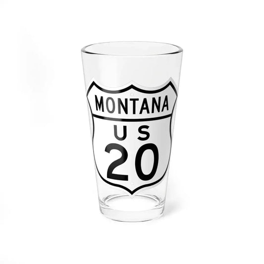 US 20 Montana 1948 (Montana) (Road Sign) Pint Glass 16oz 16oz - Go Mug Yourself