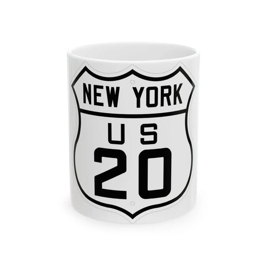 US 20 New York 1926 (New York) (Road Sign) White Coffee Mug 11oz - Go Mug Yourself