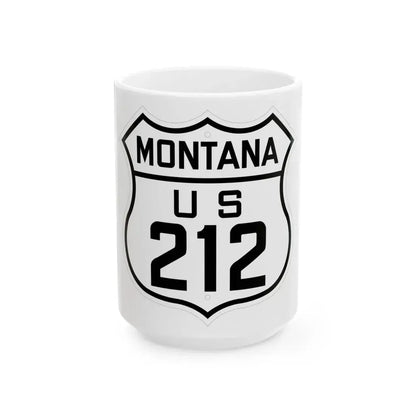 US 212 Montana 1926 (Montana) (Road Sign) White Coffee Mug 15oz - Go Mug Yourself
