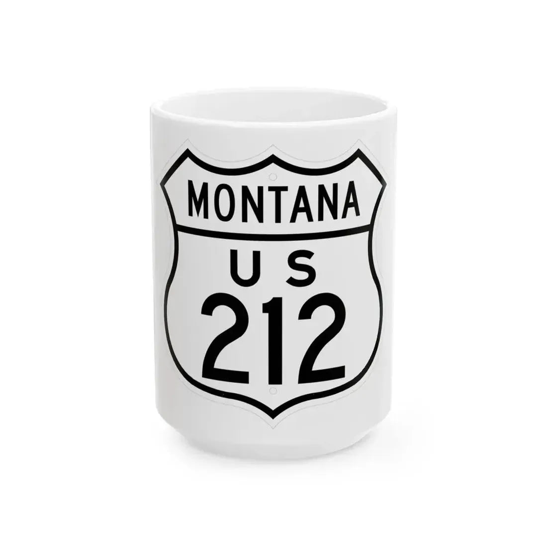 US 212 Montana 1948 (Montana) (Road Sign) White Coffee Mug 15oz - Go Mug Yourself
